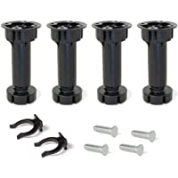 EMUCA - Patas Regulables para Muebles de Cocina o baño- Pack de 4 pies Negros con Accesorios de Montaje- H 100mm